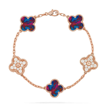 [Elite]CLOVER 5 MOTIF COLOR GEMSTONES BRACELET COLLECTION