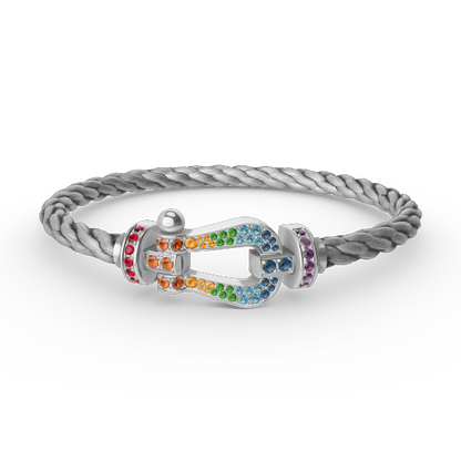 [Elite]FORC LARGE HORSESHOE  COLORED DIAMOND BRACELET SILVER