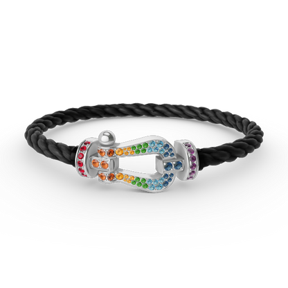 [Elite]FORC LARGE HORSESHOE  COLORED DIAMOND BRACELET SILVER