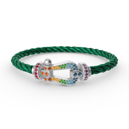 [Elite]FORC LARGE HORSESHOE  COLORED DIAMOND BRACELET SILVER