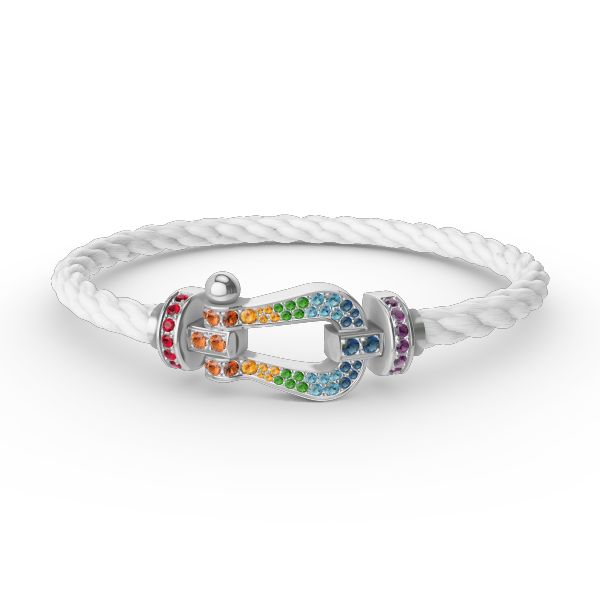 [Elite]FORC LARGE HORSESHOE  COLORED DIAMOND BRACELET SILVER