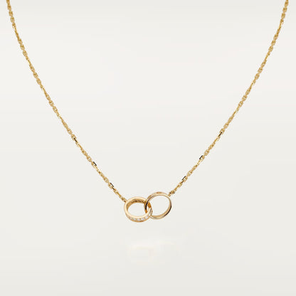 [Elite]LOVE DOUBLE RING HALF DIAMOND NECKLACE