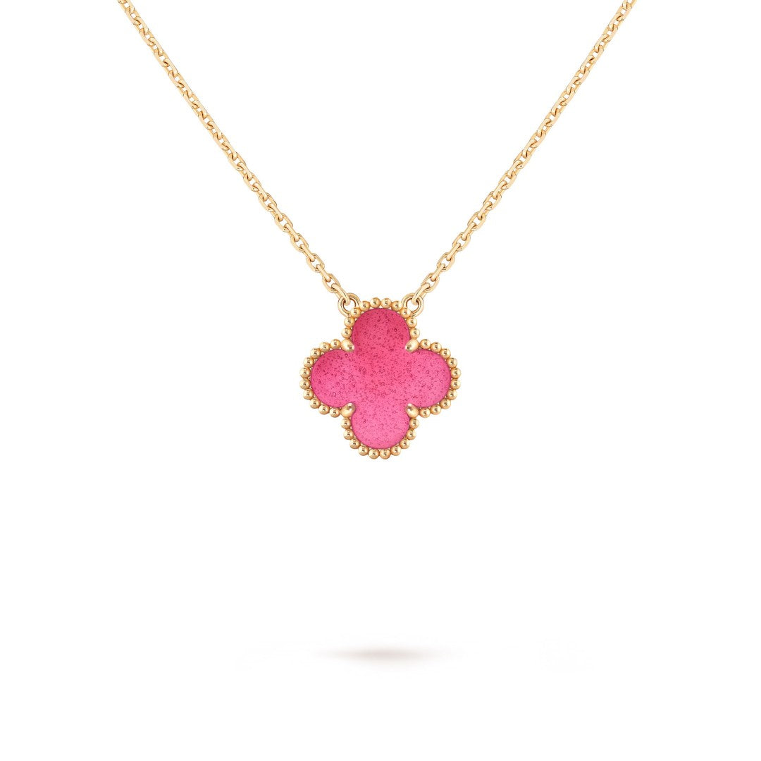 [Elite] NEW CLOVER 15MM PINK ENAMEL NECKLACE