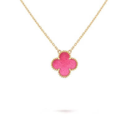[Elite] NEW CLOVER 15MM PINK ENAMEL NECKLACE