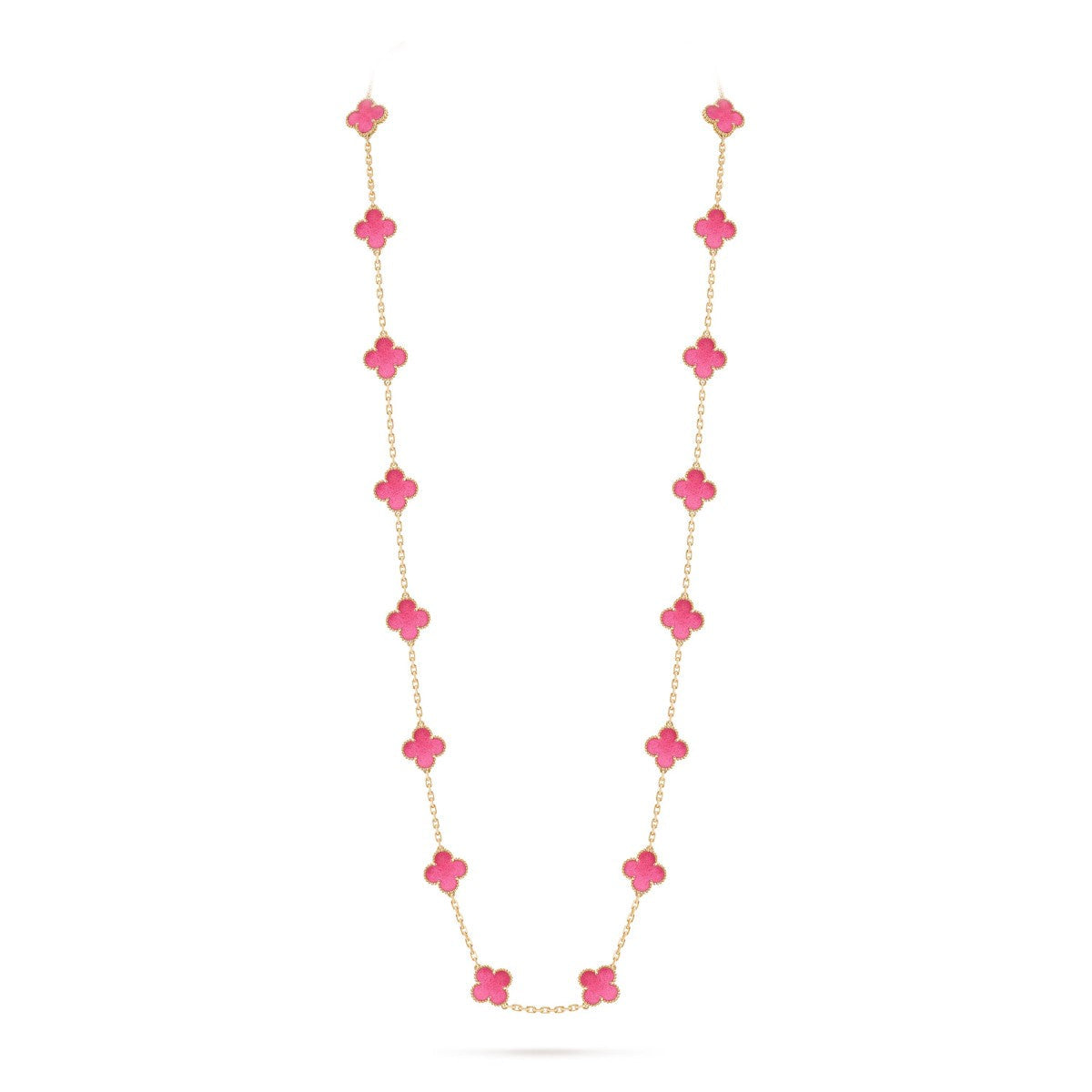 [Elite] NEW CLOVER 20 MOTIFS PINK ENAMEL NECKLACE