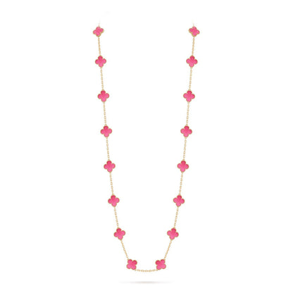[Elite] NEW CLOVER 20 MOTIFS PINK ENAMEL NECKLACE