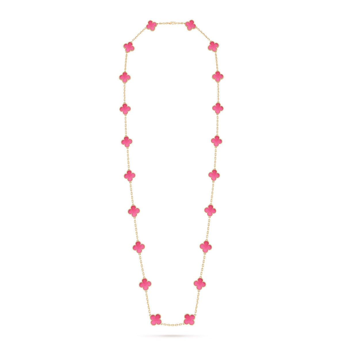 [Elite] NEW CLOVER 20 MOTIFS PINK ENAMEL NECKLACE