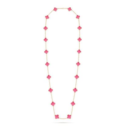 [Elite] NEW CLOVER 20 MOTIFS PINK ENAMEL NECKLACE