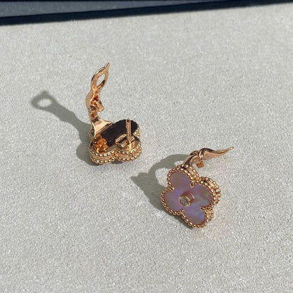 [Elite]CLOVER MEDIUM 1 DIAMOND PINK EARRINGS
