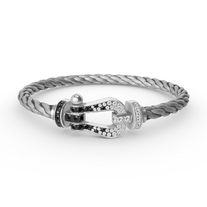 [Elite]FORCE LARGE HORSESHOE BLACK WHITE DIAMOND BRACELET SILVER