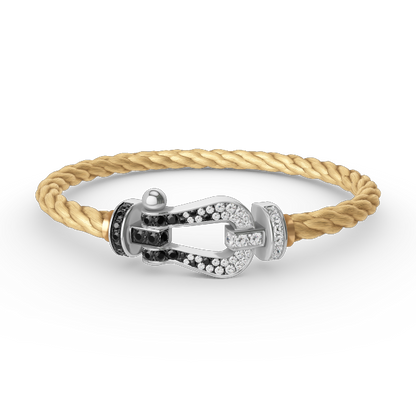 [Elite]FORCE LARGE HORSESHOE BLACK WHITE DIAMOND BRACELET SILVER