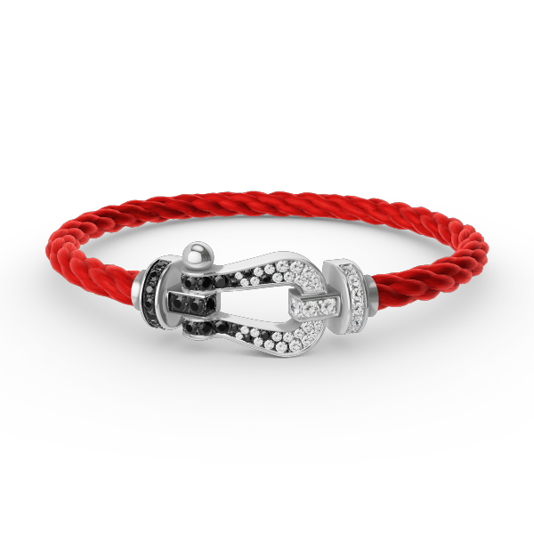 [Elite]FORCE LARGE HORSESHOE BLACK WHITE DIAMOND BRACELET SILVER