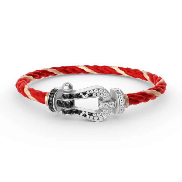 [Elite]FORCE LARGE HORSESHOE BLACK WHITE DIAMOND BRACELET SILVER