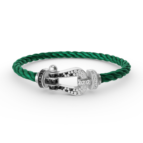 [Elite]FORCE LARGE HORSESHOE BLACK WHITE DIAMOND BRACELET SILVER