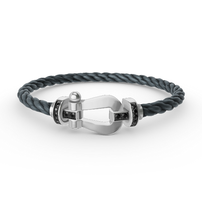 [Elite]FORCE LARGE HORSESHOE BLACK DIAMOND BRACELET SILVER
