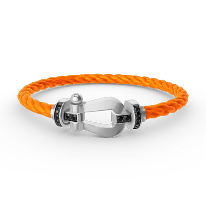 [Elite]FORCE LARGE HORSESHOE BLACK DIAMOND BRACELET SILVER