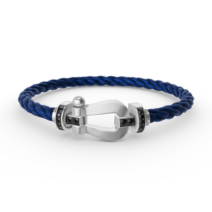 [Elite]FORCE LARGE HORSESHOE BLACK DIAMOND BRACELET SILVER
