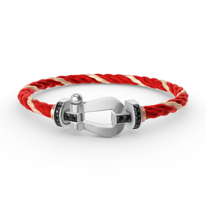 [Elite]FORCE LARGE HORSESHOE BLACK DIAMOND BRACELET SILVER
