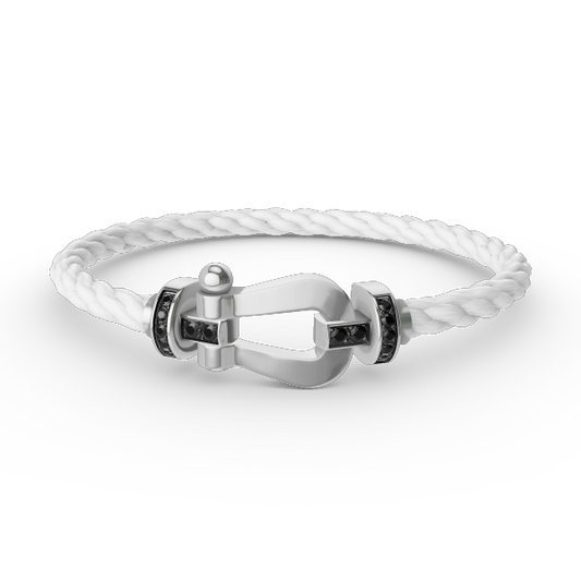[Elite]FORCE LARGE HORSESHOE BLACK DIAMOND BRACELET SILVER