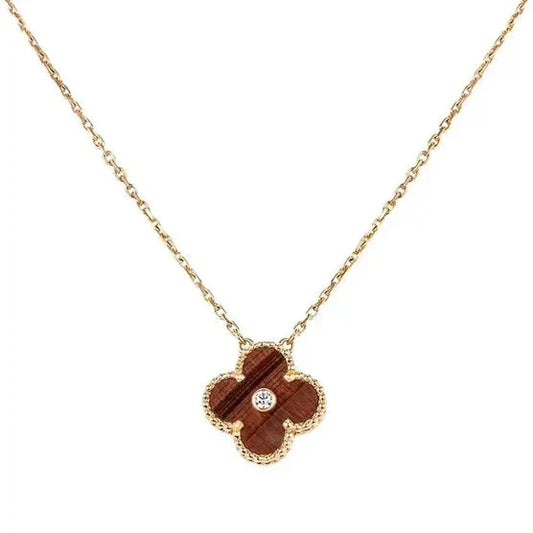 [Elite]CLOVER 15MM DIAMOND AND YELLOW TIGER'S EYE AGATE necklace