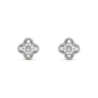 [Elite]CLOVER 1 MOTIFS DIAMOND STUD EARRINGS SILVER