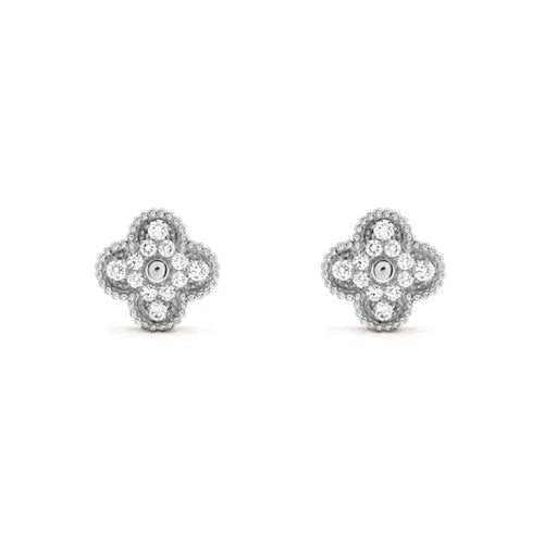 [Elite]CLOVER 1 MOTIFS DIAMOND STUD EARRINGS SILVER