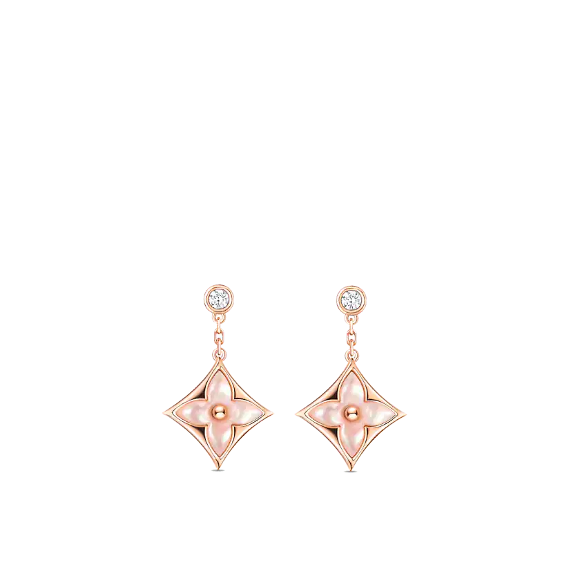 [Elite]DOUBLE STAR PINK GOLD MOP DROP EARRINGS