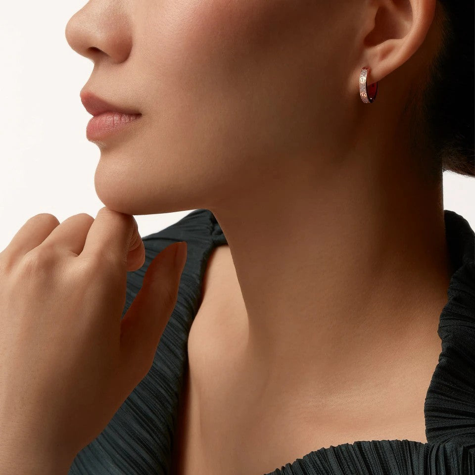 [Elite]LOVE 3.3MM DANGLE HALF DIAMOND EARRINGS