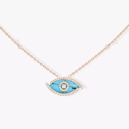 [Elite]Lucky Eye Diamond Necklace in Rose Gold and Turquoise