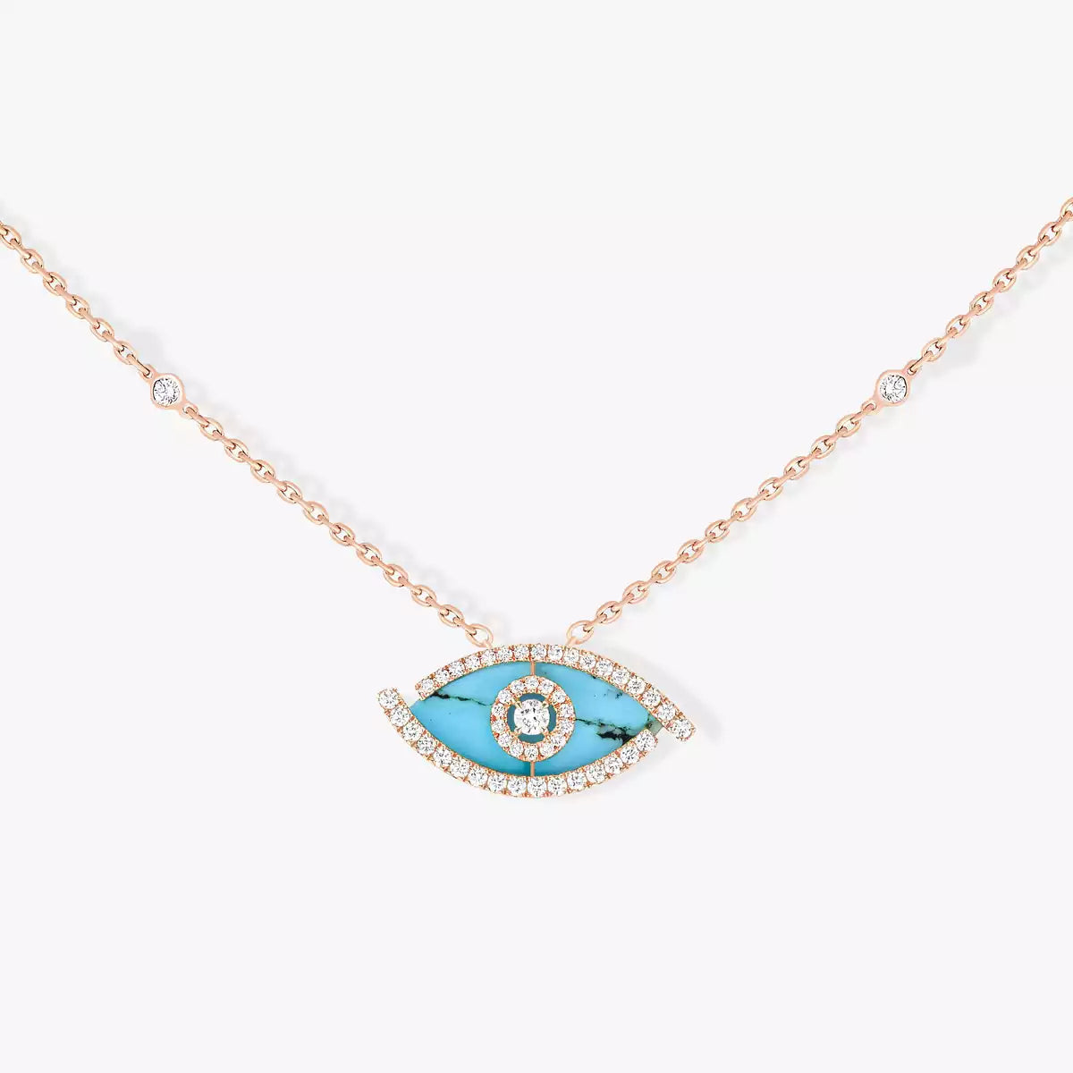 [Elite]Lucky Eye Diamond Necklace in Rose Gold and Turquoise