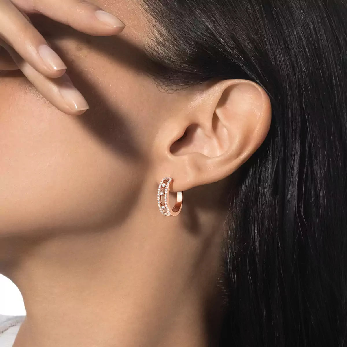 [Elite]Diamond Pave_ Hoop Earrings Move