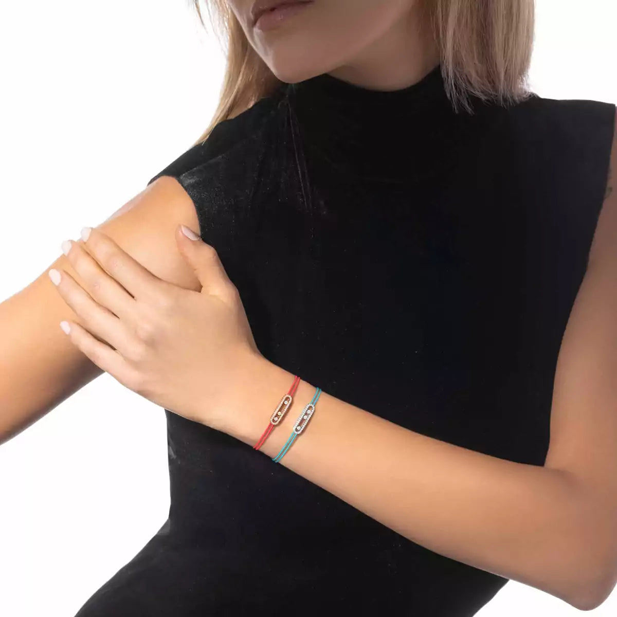 [Elite]Messika Care(s) pink cord pavé bracelet