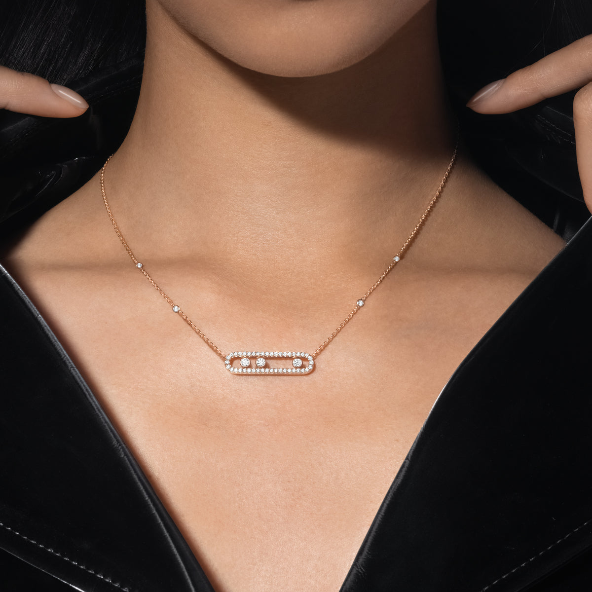 [Elite] Move Pave_ Rose Gold Diamond Necklace