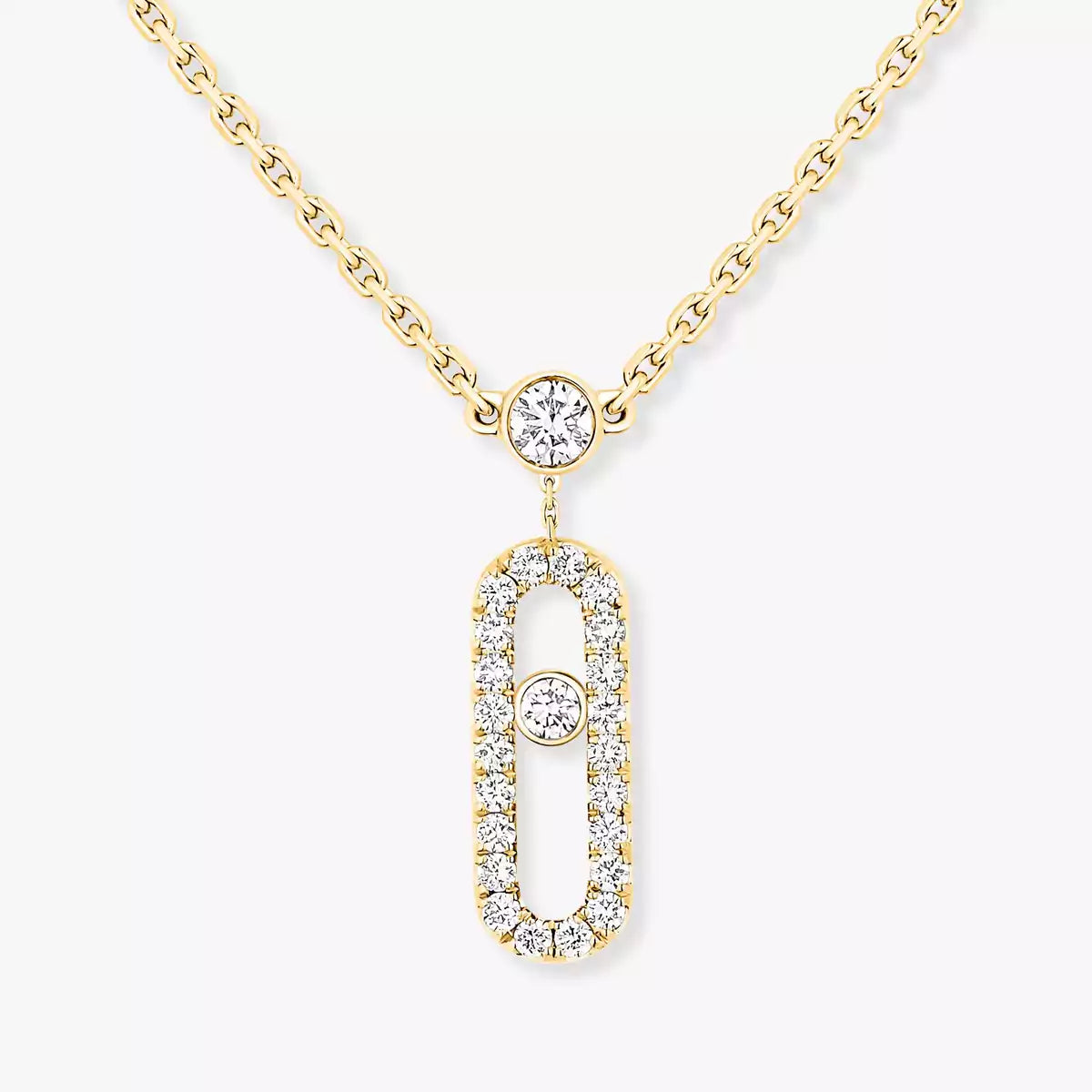 [Elite]2 Rows Rose Gold Diamond Pave_ Necklace Move Uno