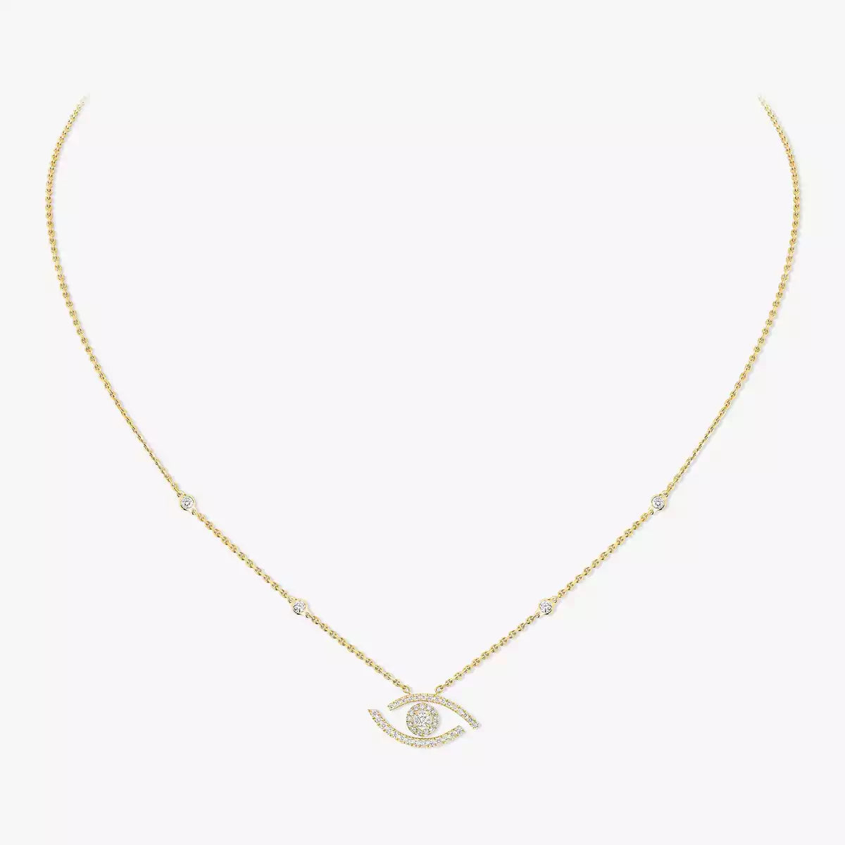 [Elite]Pave_ Diamond Necklace Lucky Eye