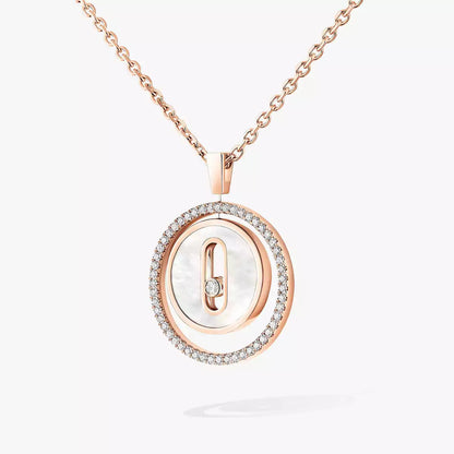 [Elite]Lucky Move Diamond Necklace in Rose Gold and White Mother-of-Pearl