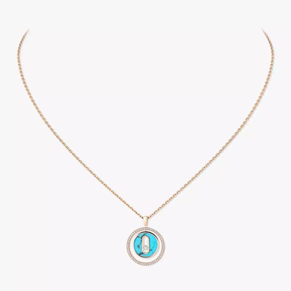 [Elite]Lucky Move Diamond Necklace in Rose Gold and White Mother-of-Pearl
