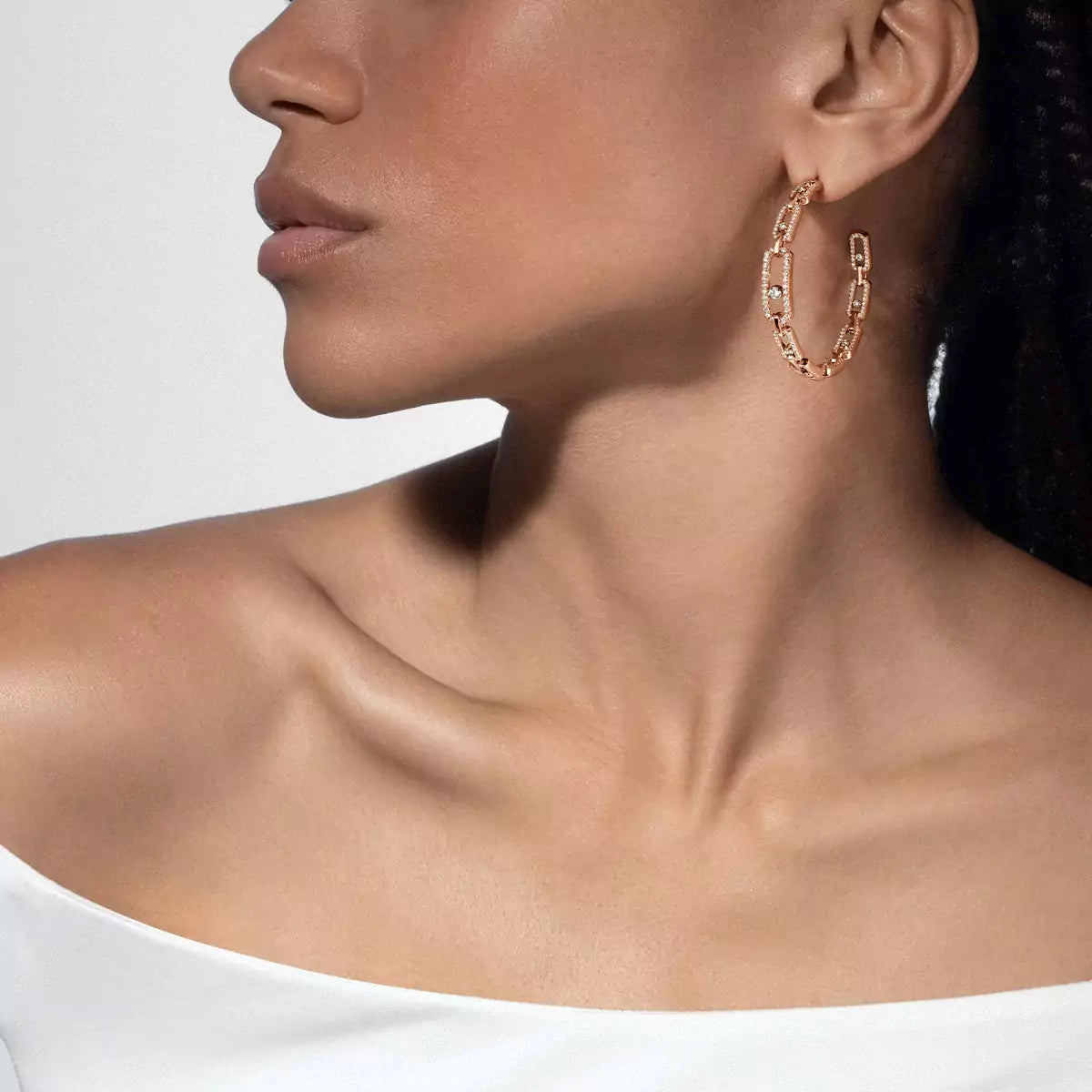 [Elite]Move Link Diamond Hoop Earrings