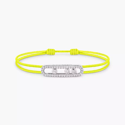 [Elite]Messika Care(s) pink cord pavé bracelet