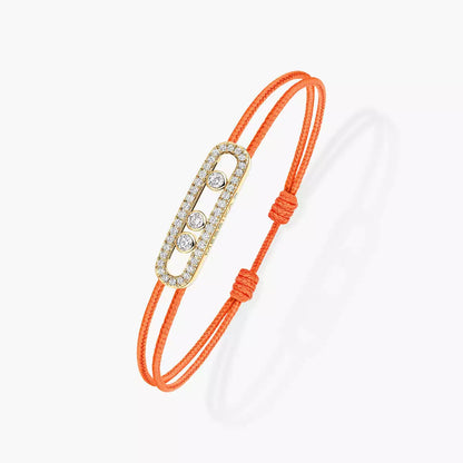 [Elite]Messika Care(s) pink cord pavé bracelet