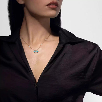 [Elite]Lucky Eye Diamond Necklace in Rose Gold and Turquoise