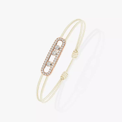 [Elite]Messika Care(s) pink cord pavé bracelet