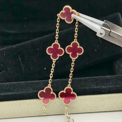 [Elite]NEW CLOVER 5 MOTIFS PINK ENAMEL BRACELET