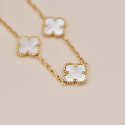 [Elite]CLOVER WHITE PEARL MOP 5 MOTIF BRACELET COLLECTION