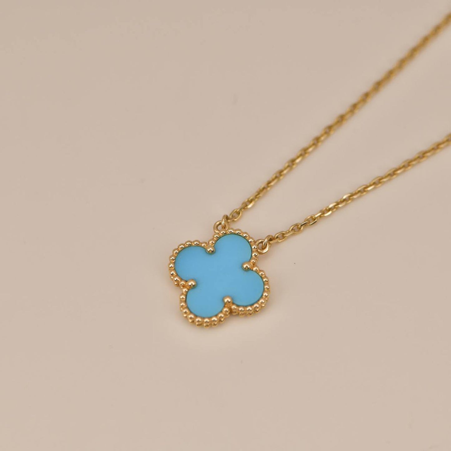 [Elite]CLOVER 15MM VINTAGE TURQUOISE NECKLACE