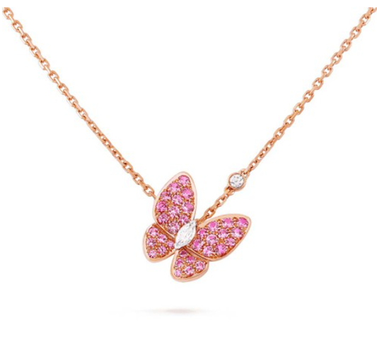 [Elite]BUTTERFLY RED DIAMOND ROSE GOLD NECKLACE