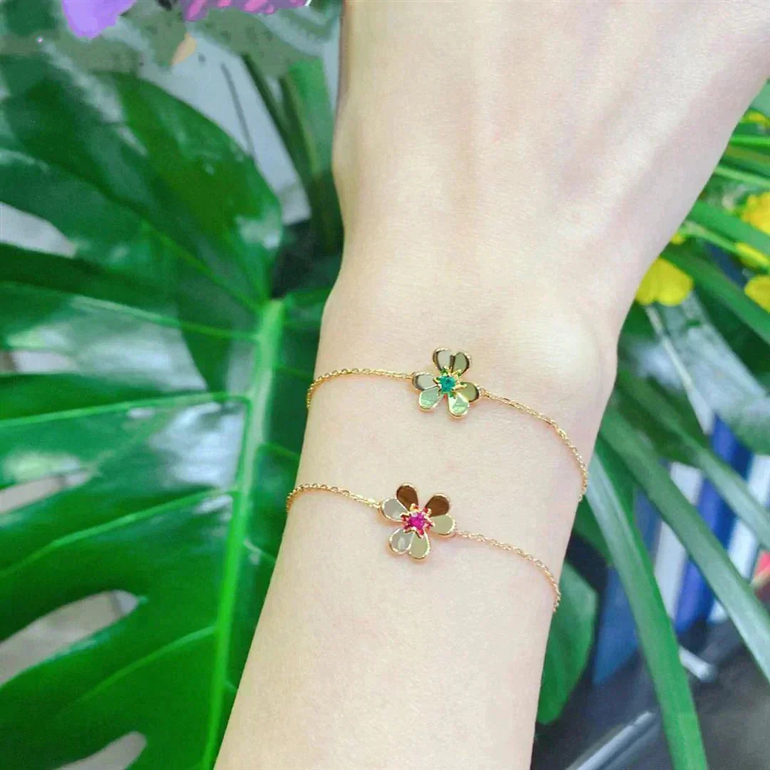 [Elite]FRIVOLE GOLD FLOWER PINK MALACHITE BRACELET