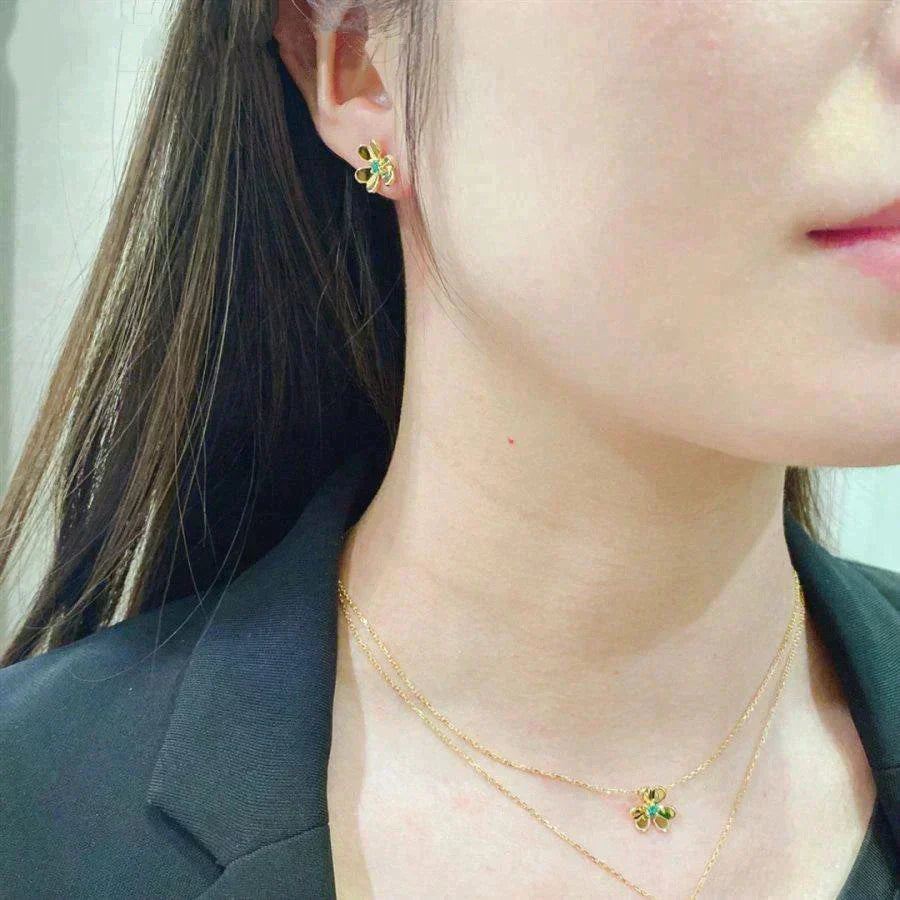 [Elite]FRIVOLE  FLOWER MALACHITE EARRINGS