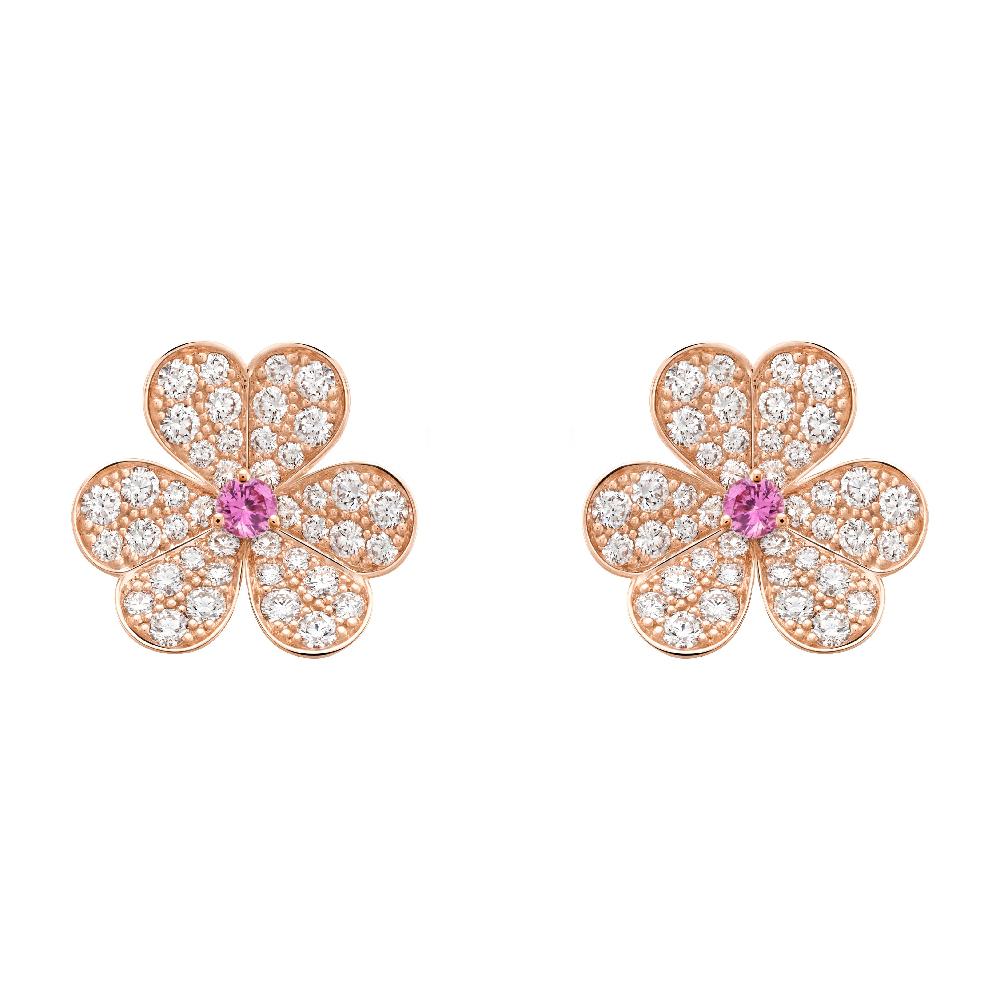 [Elite]FRIVOLE PINK GOLD FLOWER DIAMOND EARRINGS