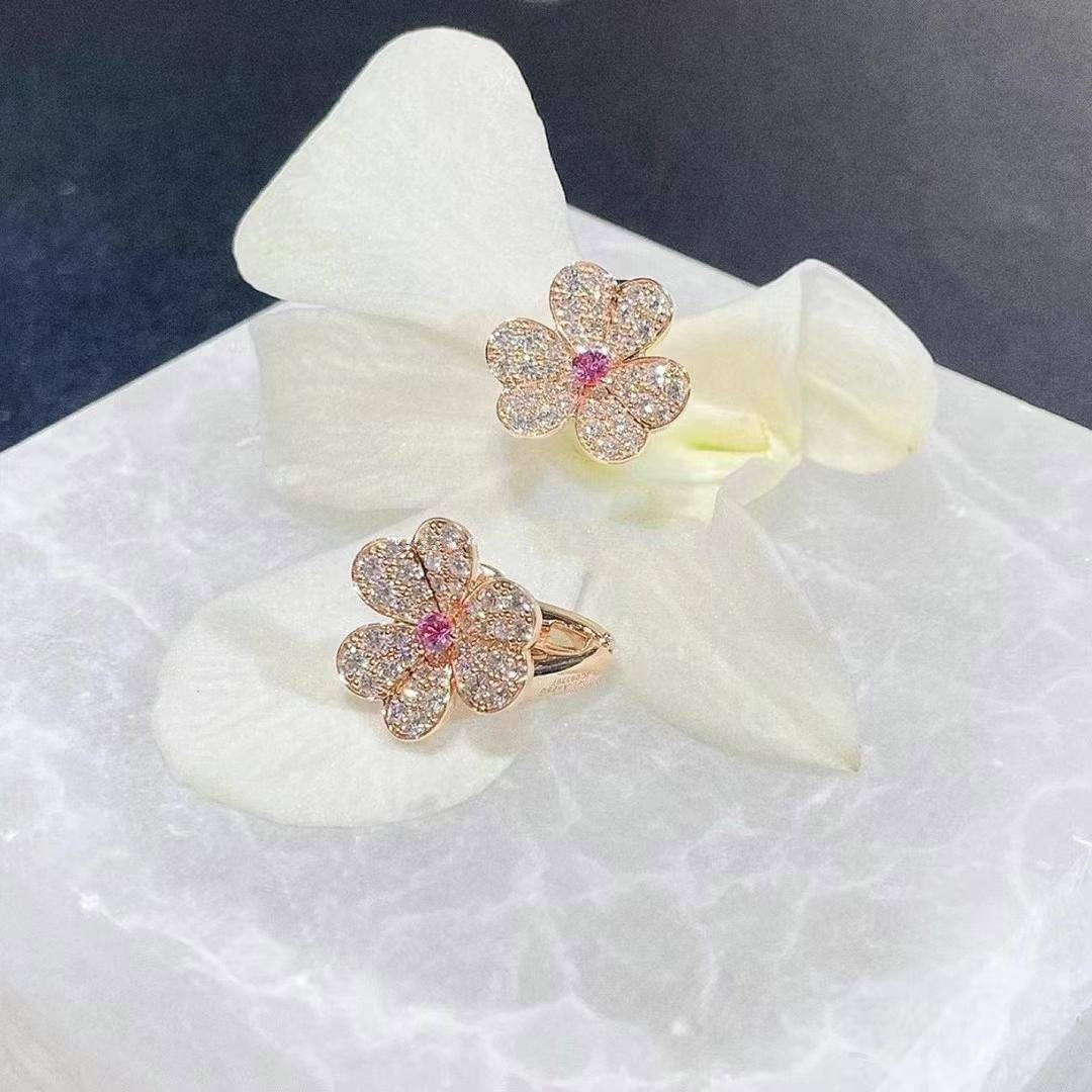 [Elite]FRIVOLE PINK GOLD FLOWER DIAMOND EARRINGS